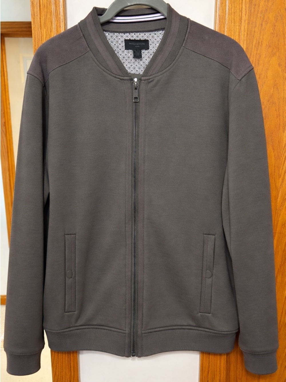 Magaschoni Men’s Dark Gray Zip-Up Bomber Jacket XL